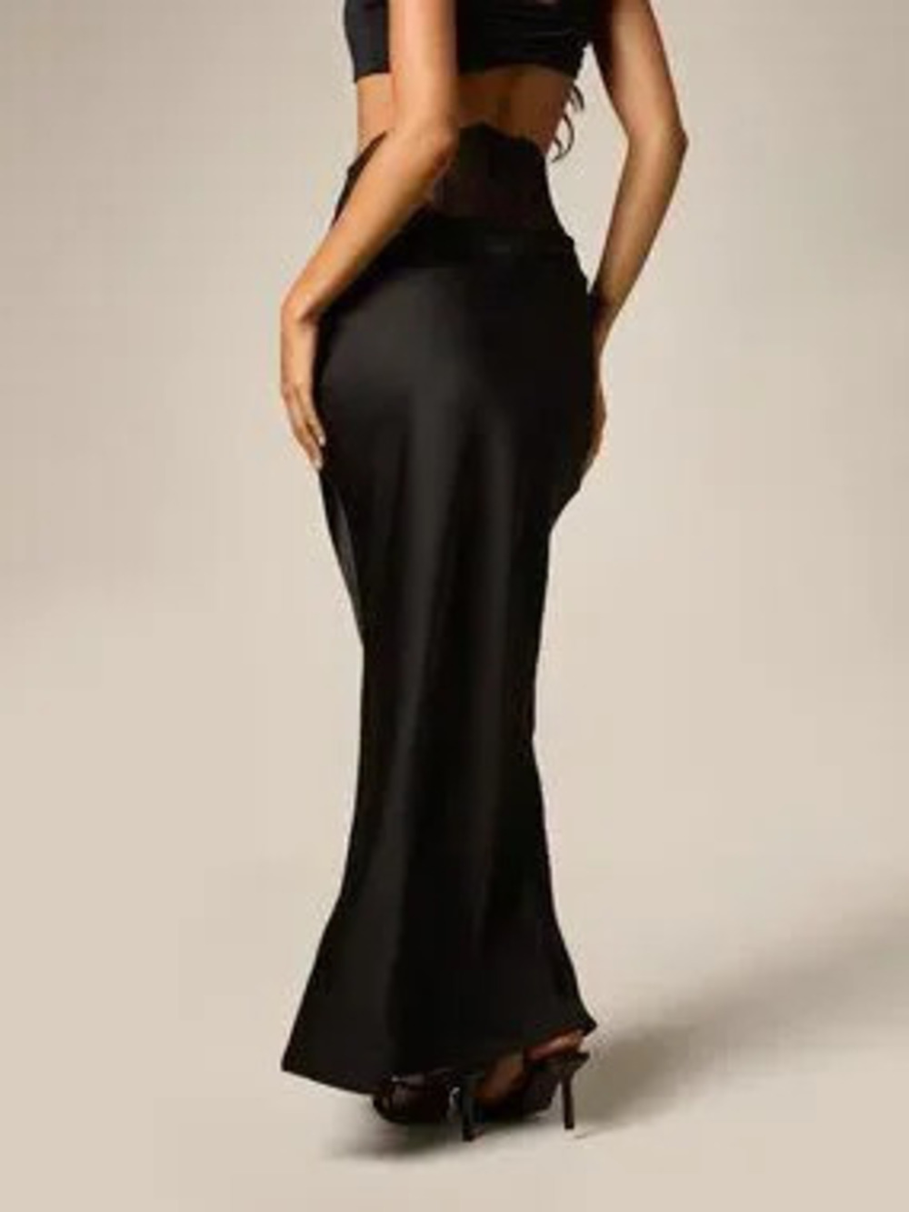 ZARA Black Elegant Women's Maxi Slip Skirt With Lace Corset